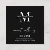 ミニマリストラブスナップ共有ラベルソーシャルメディア上 スクエア名刺 (裏面)