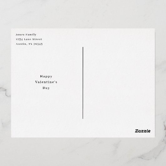 ミニマリストラブタイポグラフィバラ金ゴールド 箔シーズンポストカード (裏面)