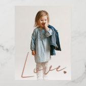 ミニマリストラブタイポグラフィバラ金ゴールド 箔シーズンポストカード (正面)