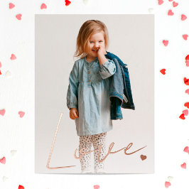 ミニマリストラブタイポグラフィバラ金ゴールド 箔シーズンポストカード