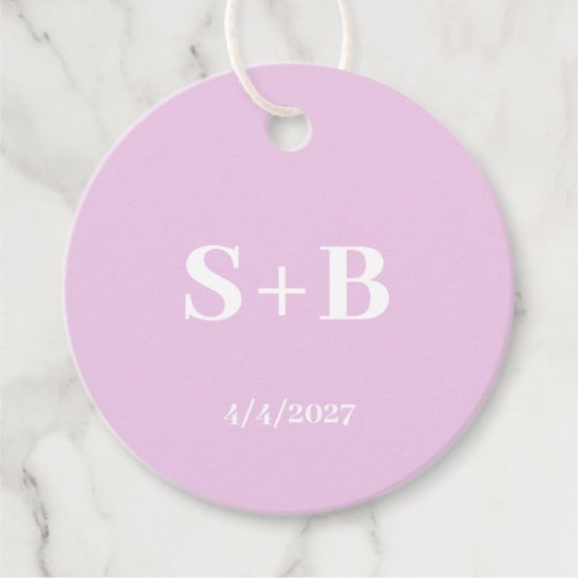 ミニマリストラベンダーイニシャルメッセージカード フェイバータグ (正面)