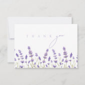 ミニマリストラベンダーワイルドフラワー結婚ズイニシャル サンキューカード (正面)