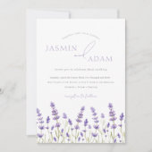 ミニマリストラベンダーワイルドフラワー結婚ズイニシャル 招待状 (正面)