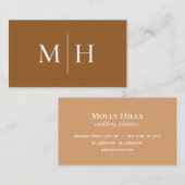ミニマリストラモダンインイニシャルモノグラムブラウン 名刺 (正面/裏面)