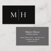 ミニマリストラモダンインイニシャルモノグラムモノクロ 名刺 (正面/裏面)