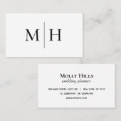 ミニマリストラモダンインイニシャルモノグラムモノクロ 名刺 (正面/裏面)