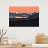 ミニマリストランドスケープサンセットデザイン287 ポスター (キッチン)