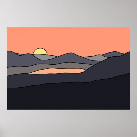 ミニマリストランドスケープサンセットデザイン287 ポスター (正面)