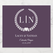 ミニマリストリッチワインパープルモノグラムイニシャル スパークリングワインラベル (シングルラベル)