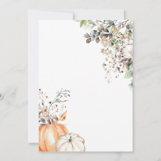 ミニマリストリトルカボチャ秋秋ベビーシャワー 招待状 (裏面)