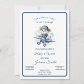 ミニマリストリトル共同パイロットボーイベビーシャワー 招待状 (正面)