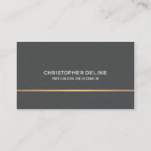 ミニマリストリネングレイフェイク金ゴールドラインインテリア 名刺 (正面)