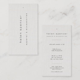 ミニマリストリネンテクスチャウェアラベル 名刺