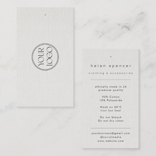 ミニマリストリネンテクスチャウェアラベル 名刺 (正面/裏面)