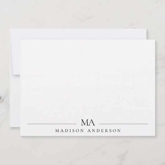 ミニマリストリネンモノグラムモダンプロフェッショナル ノートカード (正面)