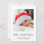 ミニマリストリメリートルクリスマスポートレート誕生 シーズンカード (裏面)