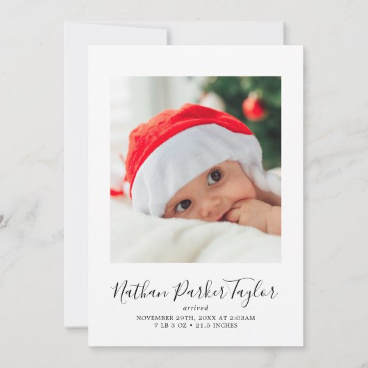 ミニマリストリメリートルクリスマスポートレート誕生 シーズンカード (裏面)