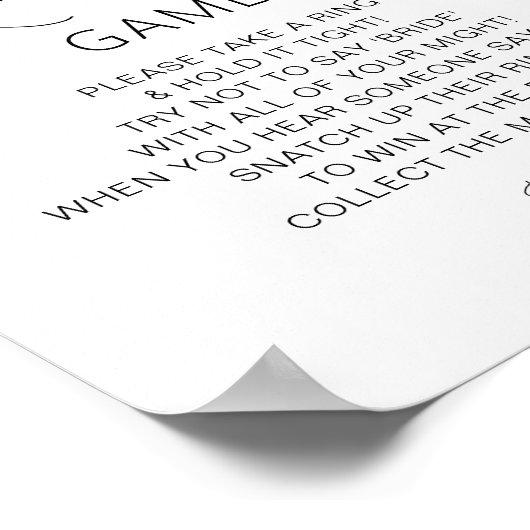 ミニマリストリングや輪ゲームブライダルシャワーゲーム ポスター (角)