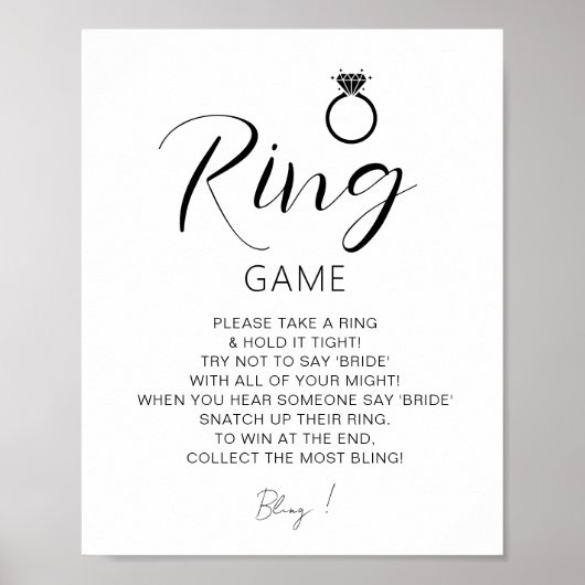 ミニマリストリングや輪ゲームブライダルシャワーゲーム ポスター (正面)