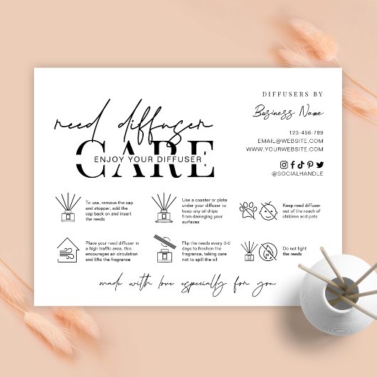 ミニマリストリードディフューザ気にー命令カード サンキューカード