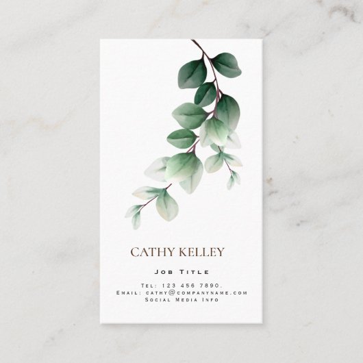 ミニマリストリーフグリーン金ゴールド名刺 名刺 (正面)