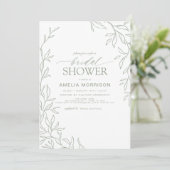 ミニマリストリーフモダンセージ緑ブライダルシャワー 招待状 (スタンド正面)
