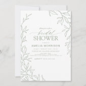 ミニマリストリーフモダン サボン グリーン ブライダルシャワー 招待状 (正面)