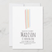 ミニマリストレインボーストロークファースト誕生日ワン 招待状 (正面)