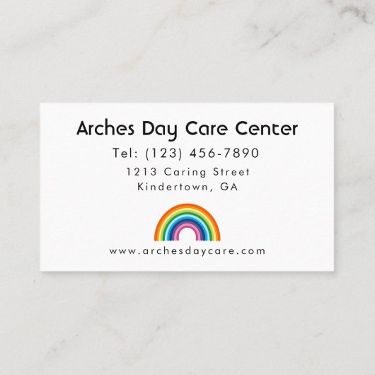 ミニマリストレインボーデイサービスセンターベイビーシッター 名刺 (裏面)