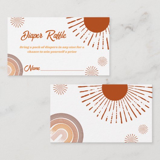 ミニマリストレインボーホオムツラッフルベビーシャワー エンクロージャーカード (正面/裏面)