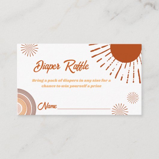 ミニマリストレインボーホオムツラッフルベビーシャワー エンクロージャーカード (正面)