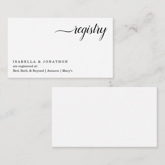 ミニマリストレジストリ挿入/招待状格納装置 エンクロージャーカード (正面/裏面)