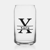 ミニマリストレターXモノグラムとカスタムネーム ガラス缶 (正面)