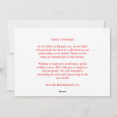 ミニマリストレッドハッピーホリデイズビジネス企業の シーズンカード (裏面)