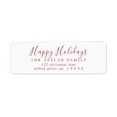ミニマリストレッドハッピーホリデイズ差出人住所 ラベル (正面)