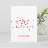 ミニマリストレッドハッピーホリデーズエレガントタイポグラフィ シーズンカード (スタンド正面)