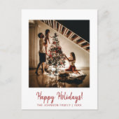 ミニマリストレッドハッピーホリデーズフォトポストカード ポストカード (正面)