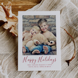 ミニマリストレッドハッピーホリデーズポートレート写真 シーズンカード