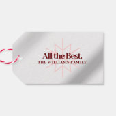 ミニマリストレッドフォイルハッピーホリデーズスノーフレーク ギフトタグ (裏面横)