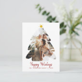 ミニマリストレッドフォトクリスマスツリーハッピーホリデーズ ポストカード (スタンド正面)