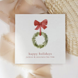 ミニマリストレッドボウクリスマスリース スタンダードカクテルナプキン