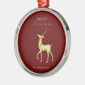 ミニマリストレッドメリークリスマス金ゴールドトナカイ メタルオーナメント (左)