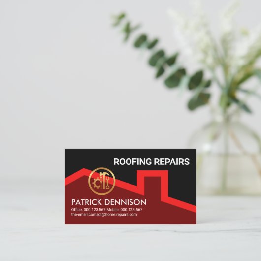 ミニマリストレッドルーフホーム修理 名刺 (スタンド正面)