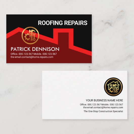 ミニマリストレッドルーフホーム修理 名刺 (正面/裏面)