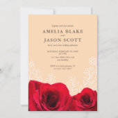 ミニマリストレッドローズオンクリームカラー招待状 招待状 (正面)
