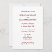 ミニマリストレッド&ホワイトテンプルウェディングレセプション 招待状 (正面)