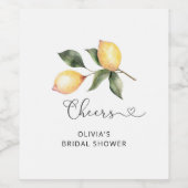 ミニマリストレモンブライダルシャワー ワインラベル (シングルラベル)