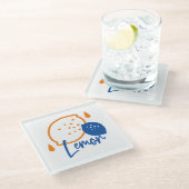 ミニマリストレモンラインアートモダン – 柑橘類フルーツ ガラスコースター (アングル)