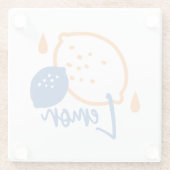 ミニマリストレモンラインアートモダン – 柑橘類フルーツ ガラスコースター (裏面)