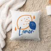 ミニマリストレモンラインアートモダン – 柑橘類フルーツ クッション (ブランケット)